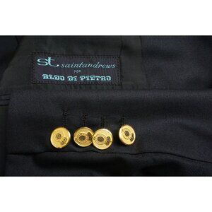 Saint Andrews Navy Blue 100% Wool Gold Button Sport Coat Blazer Sz 40R NEW